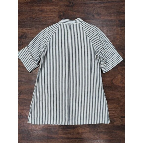 Vintage 70's Gertrude Davenport Striped Half Sleeve Buttoned Sleep Shirt Blue M - Picture 4 of 8